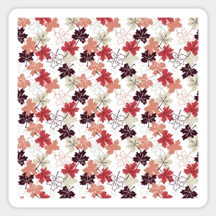 Red Autumn Leaves Pattern White Ver Sticker